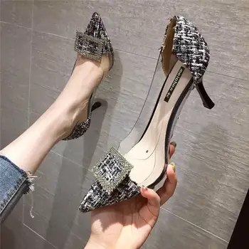 Luxury Women Pumps 2022 Transparent High Heels Sexy Pointed Toe Slip-on Wedding Party Brand Fashion Shoes For Lady Size 34-43 5