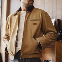 Maden Retro Canvas Detroit Hunting J001 Jacket with Heavyweight Cotton Pockets Design Lapel Collar Zipper Coat for Men's Autumn 1