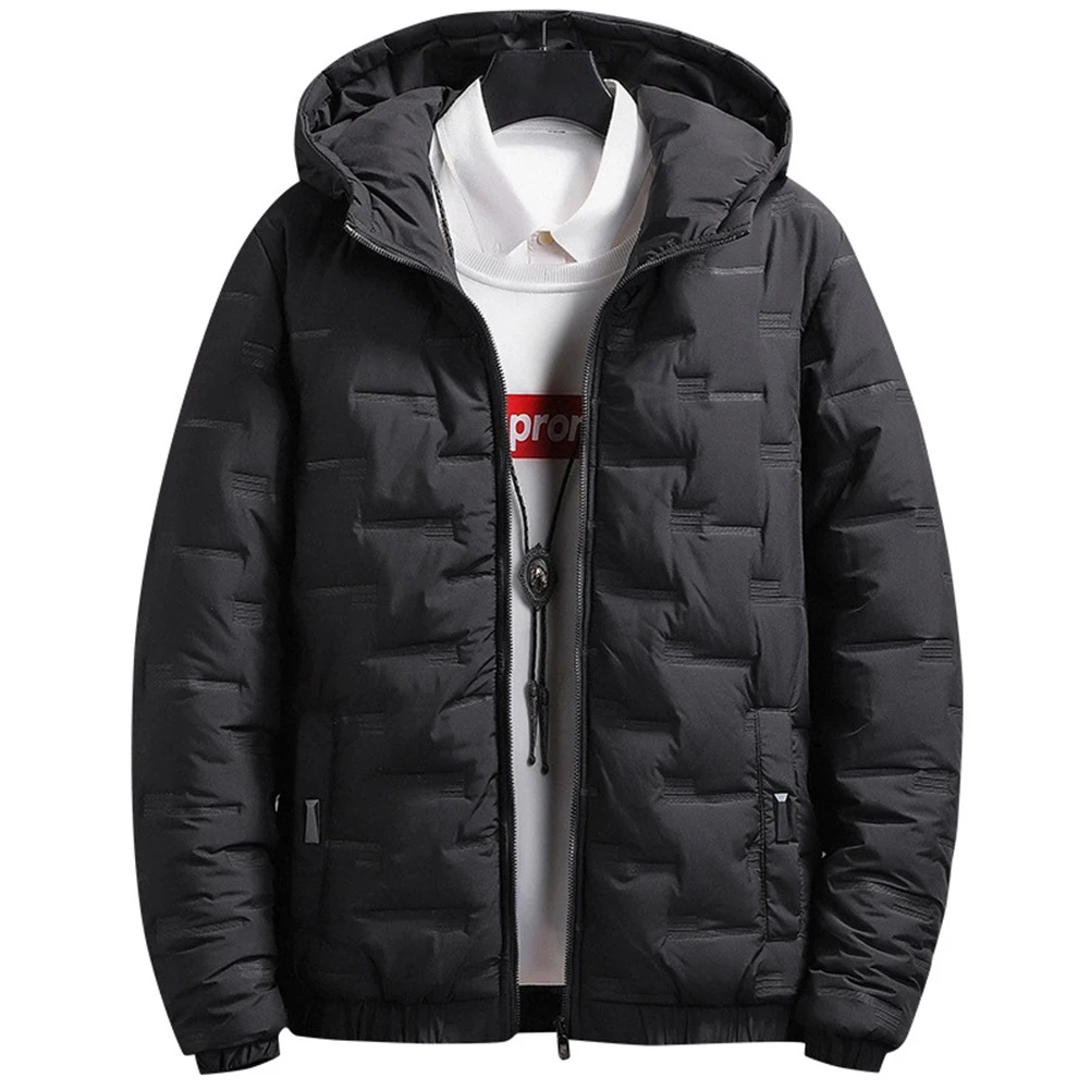 

Solid Color Men's Clothes Winter Warm Hooded Parkas Coats Jacket Casual Zip Up Quilted Padded Men Coats Outwear Overcoat Tops