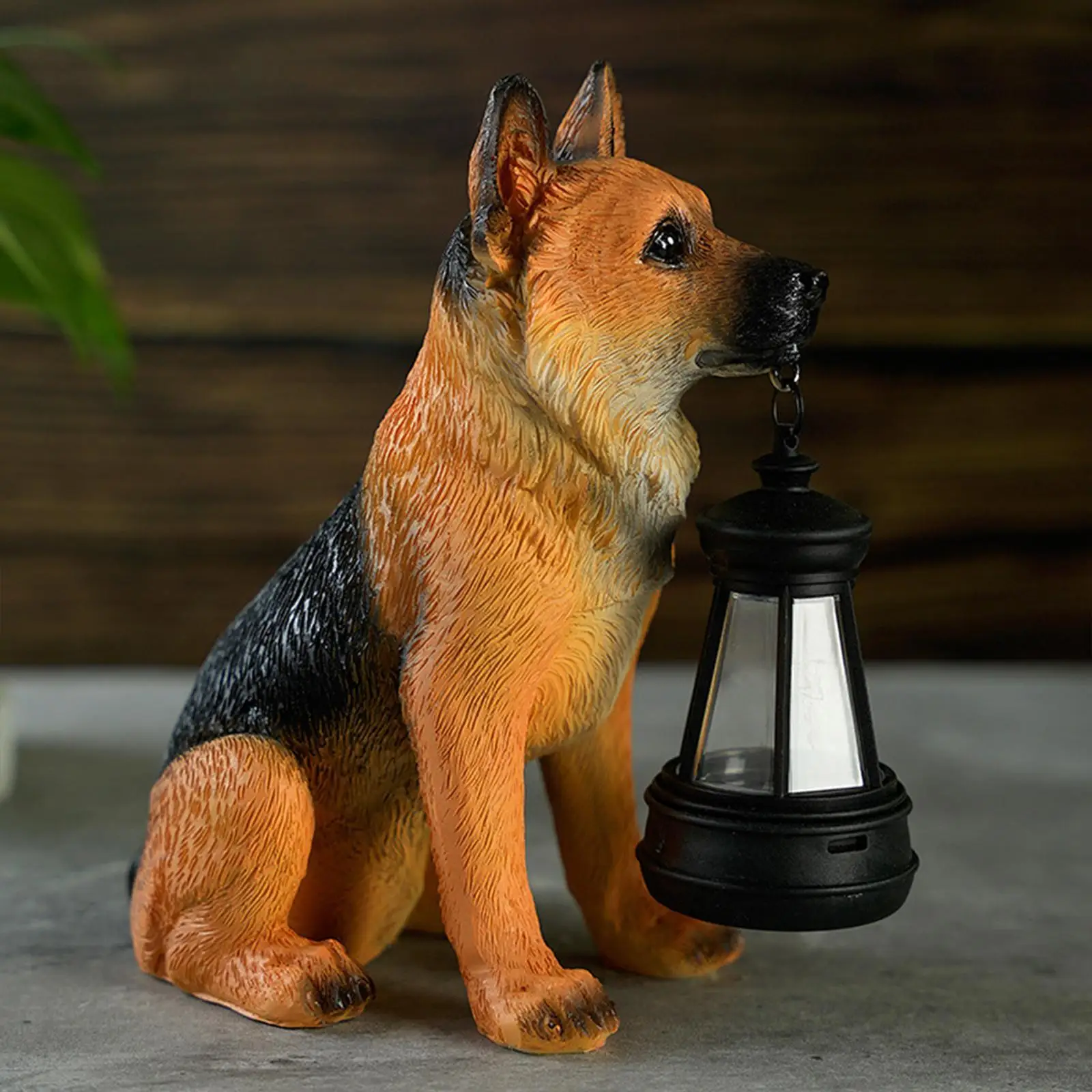 Dog Solar Garden Statue Waterproof Resin German Shepherd Decorative Sculpture for Landscape Backyard Flower Bed Porch Balcony