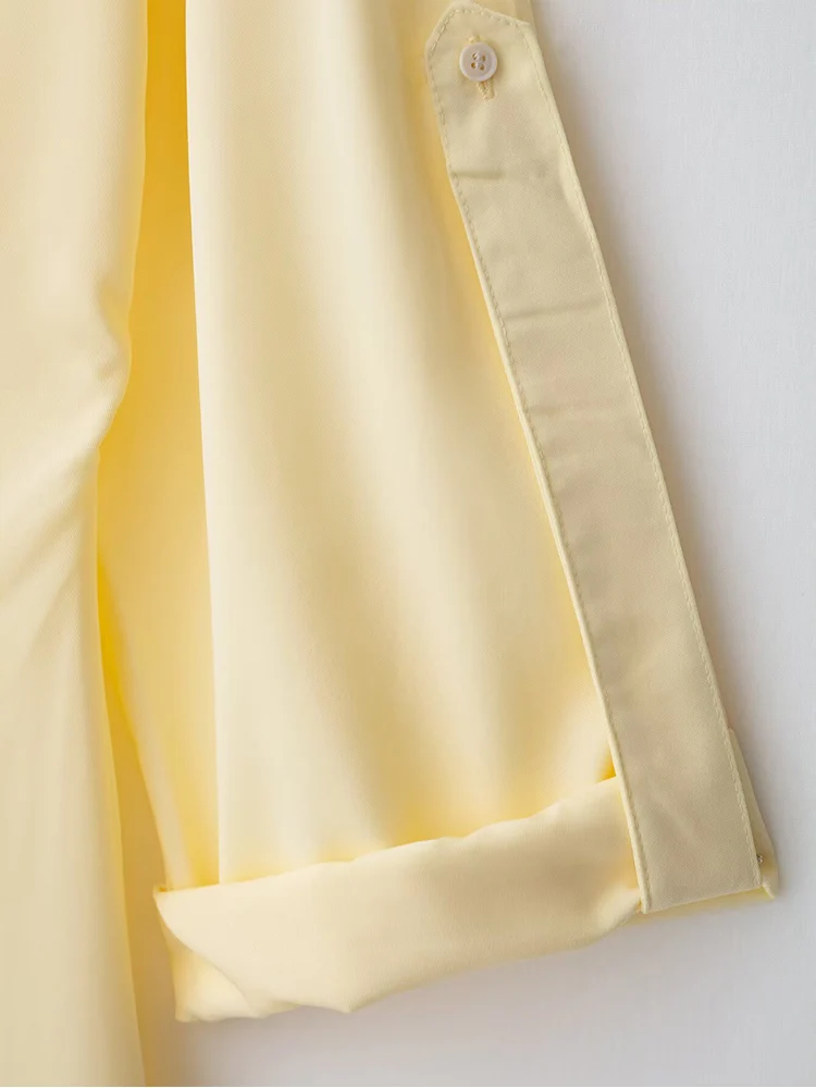 TFMLN New Women Casual Half Sleeve Long Dress Pure Color Slimming Shirt Dress Elegant Polo Collar Fashion Ladies Summer Outfit