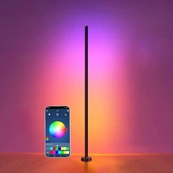 Enhanced Ambient RGB LED Floor Lamp with Remote & App Control - Music Sync & Timer Features (1 Pack)
