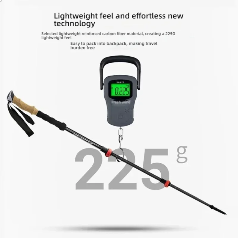 2PCS Three Section Telescopic Carbon Trekking Pole Hiking Carbon Fiber Cane Ultralight Trekking Folding Pole camping