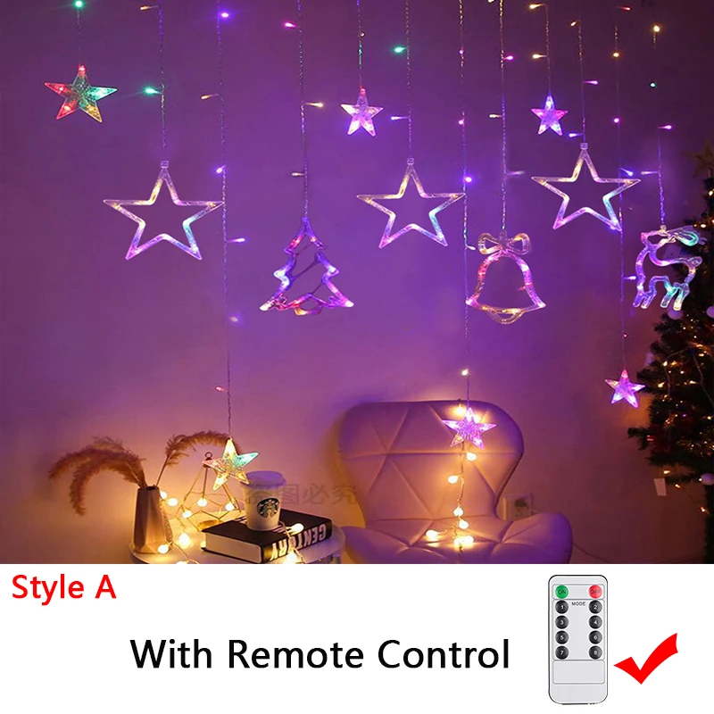 thumbnail image 1 of Guirnalda de luces LED navideñas con forma de estrella para exteriores, para árbol de Navidad, bodas, fiestas, Año Nuevo, decoración navideña, 1 of 5