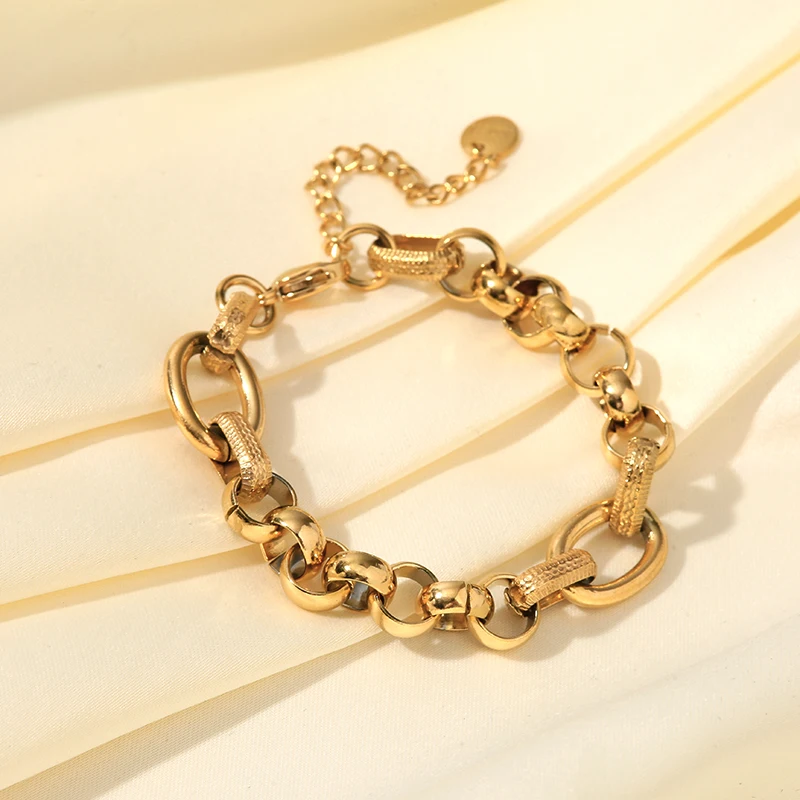 GANPUP 316L Edelstahl Metall Gold Farbe Kubanischen Handgelenk Kette Aussage Armband Armreif Mode Wasserdicht Schmuck Bijoux Femme – Detail 12