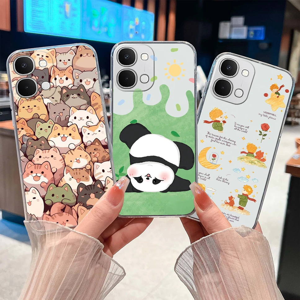 Cute Cat Cartoon Soft TPU Protective Phone Case - Clear Silicone Shockproof Cover