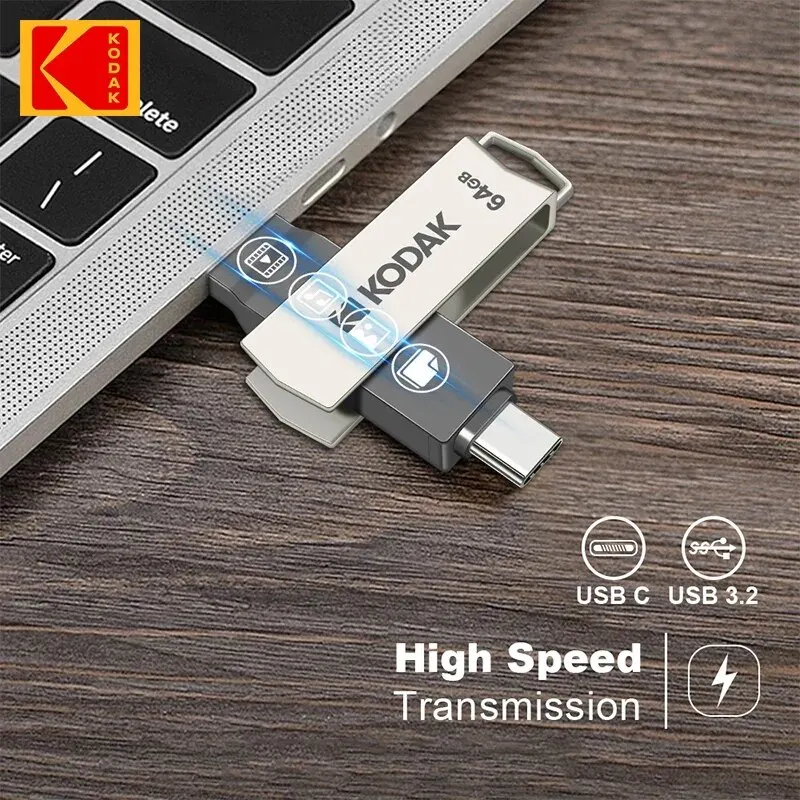 KODAK USB Flash Drive 3.2 Type A Type C 32GB 64GB 128GB Pen Drive for PC Andriod Smartphone Memory Stick Storage U Disk usb flash drive,flash drive,type c pendrive