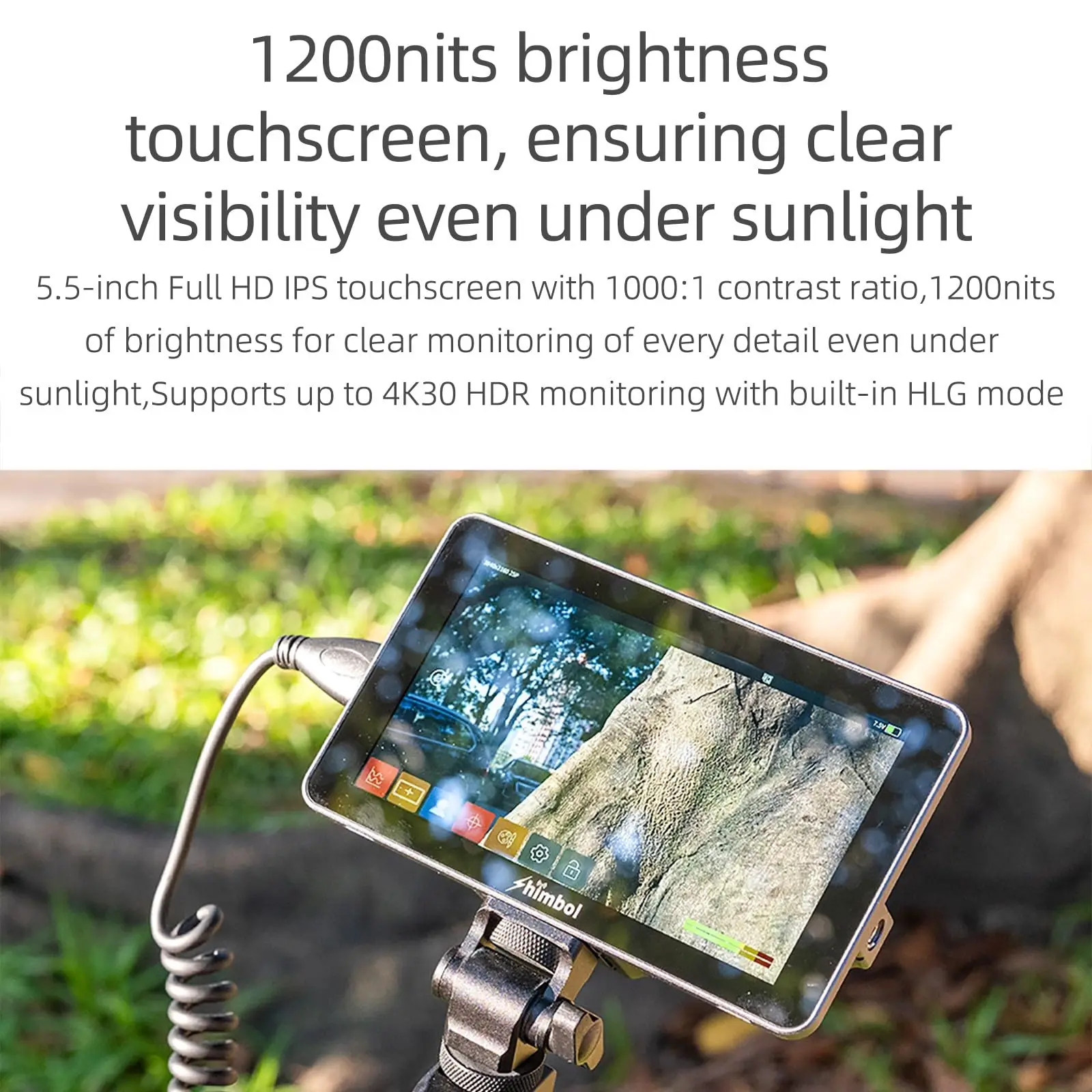 On-Camera Field Monitor 3D LUT 4K HDMI HDR Touchscreen 1200nits 4K HDR HDMI Aluminum Shell For DSLR Cameras