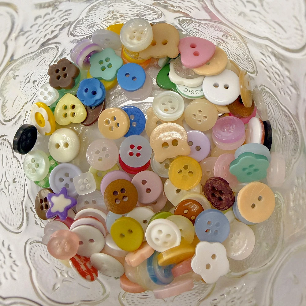 50/80/100개 크림 레진 버튼 블라인드 박스, 믹스 인스 스타일 장식 버튼 (핸드 아카운트, 인형 옷 및 쥬얼리 DIY용)