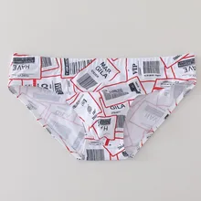 

Mens Sexy Low Waist Print Breathable Briefs Smooth Elastic Cotton Underpants U Convex Pouch Panties Underpants Triangle Brief