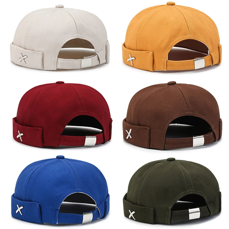 

Summer Hats Multipurpos Skullies Cap Beanie Hat Vintage Street Portable Brimless Hip Hop Hats Men's Solid Color Fashion Cool Cap