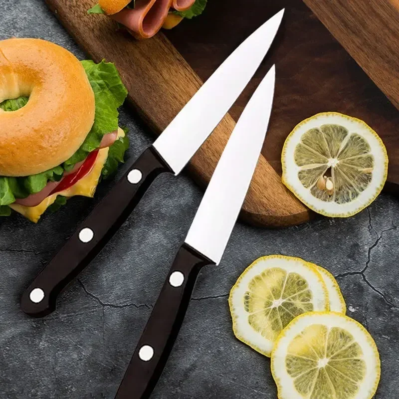 Black Fruit Knife Set - Professional Chef Knives Sharp  Portable Anti-Rust Anti-Stick