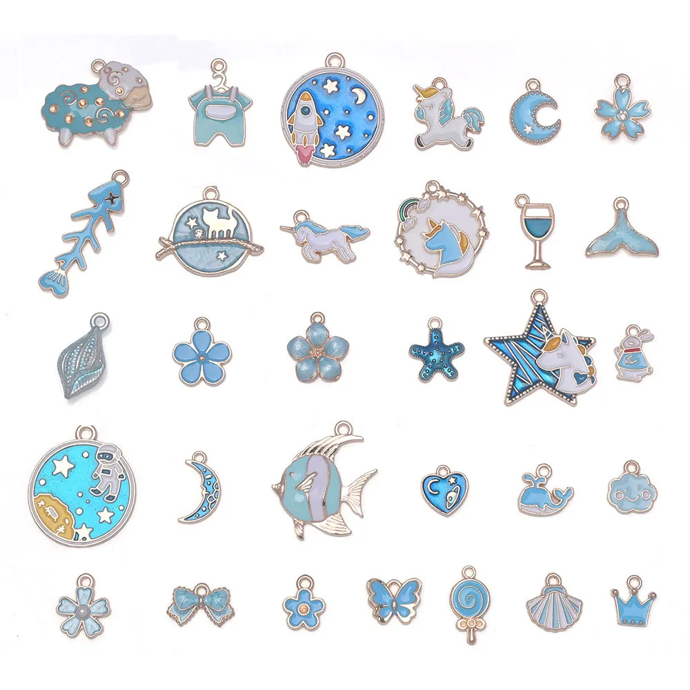 31/40pcs Mix Cute Enamel Charms Pendants for Jewellery Making