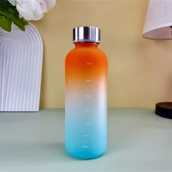 Motivational 550ml Frosted Plastic Water Bottle - Leakproof, BPA - Free, Reusable Fitness & Travel Essential - 550ml (Orange blue)
