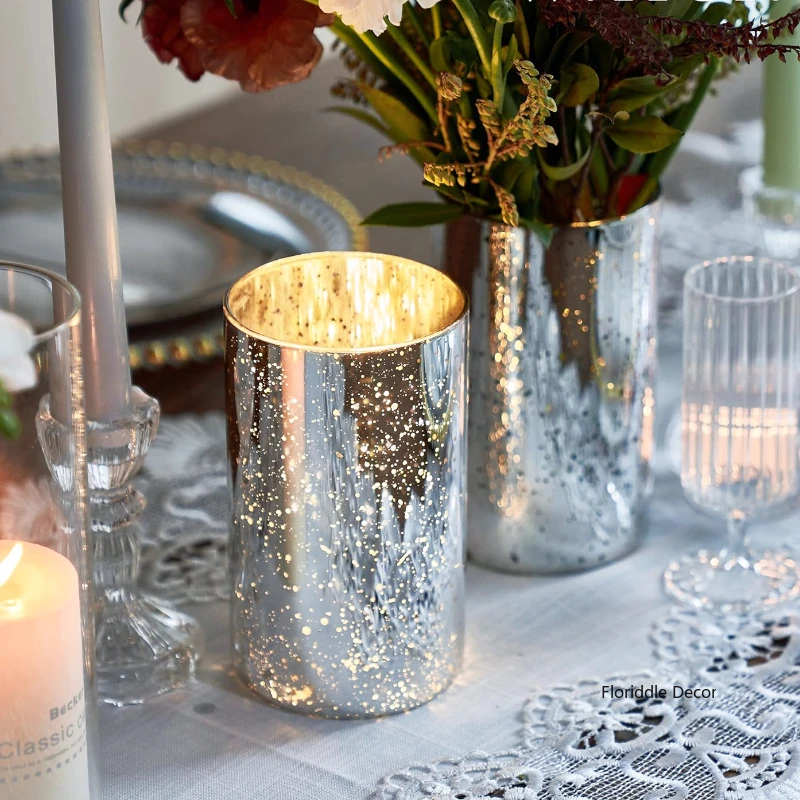6PCs Gold Cylinder Vases Decorative Hurricane Candle Holder Wedding Table Centerpiece 6inch Vase Nordic Home Decor Gift 5