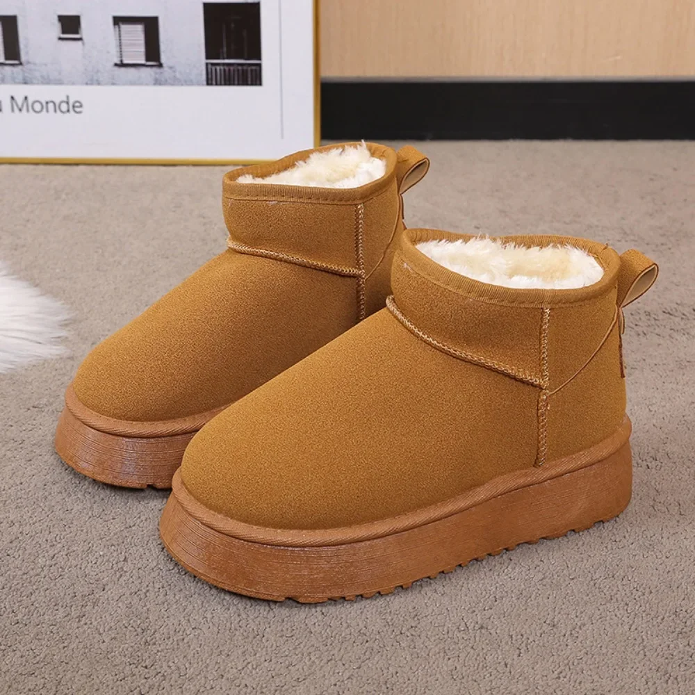 2023 Winter Snow Boots Women's Thick Sole Fur Integrated Short Boots with Plush and Thickened Anti slip and Warm Cotton Shoes