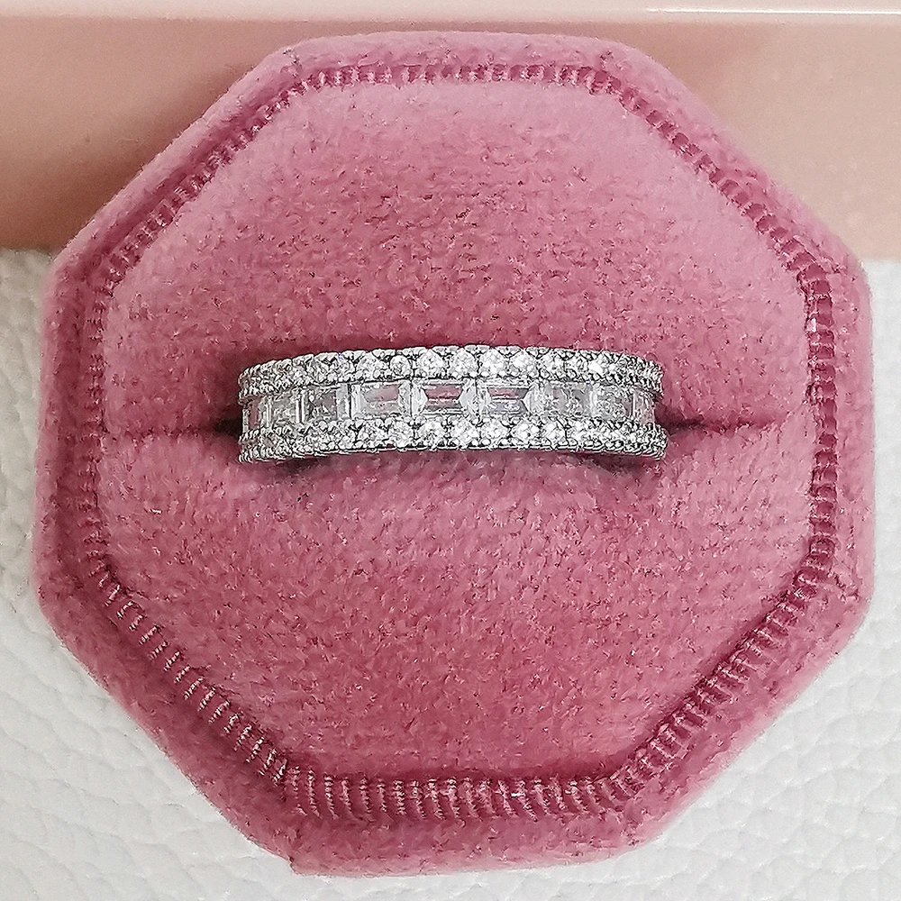 2023 New Square Inset Zircon Two-piece Ring Fashion Senior