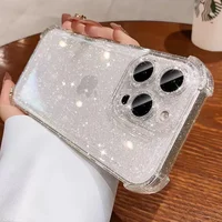 Luxury Shockproof Clear Bling Glitter Phone Case For iPhone 17 16 15 14 13 12 11 Pro Max Plus 16E Transparent Soft Bumper Cover