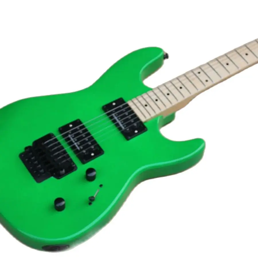 

Индивидуальная электрическая гитара высоких частот с зеленым корпусом, Кленовая подставка, черный HH звукосниматель, Высококачественная гитара, бесплатная доставка