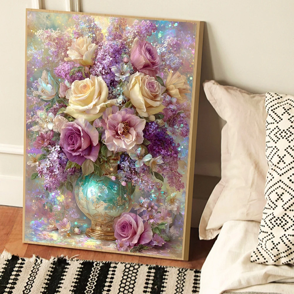 Kit di pittura a diamante 5D con teiera floreale, punto croce fai