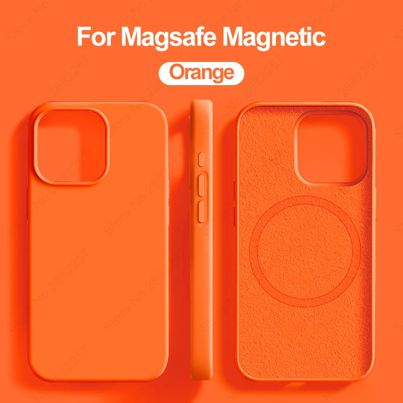thumbnail image 1 of Luxury Liquid Silicone Magnetic Case For iPhone 15 14 13 12 11 Pro Max Plus Cases For Magsafe Shockproof Soft Cover, 1 of 5