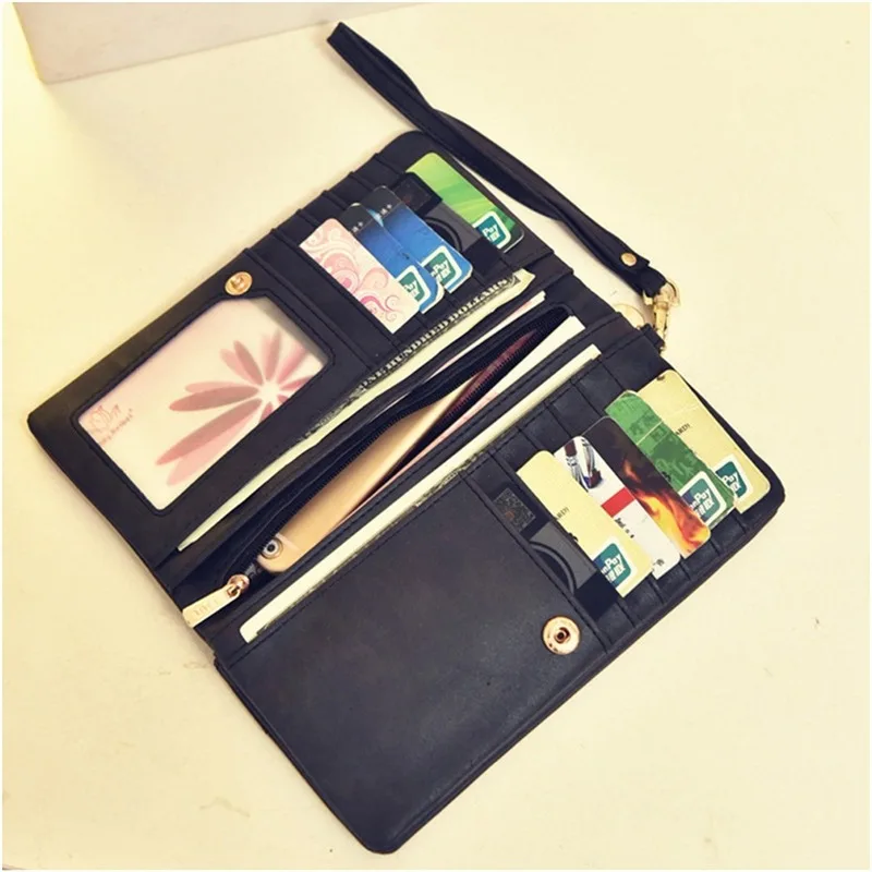 

Big Capacity Women'S Wallets Dull Polish Leather Wallet Double Zipper Day Clutch Purse Wristlet Coin Purse Card Holder Wallet
