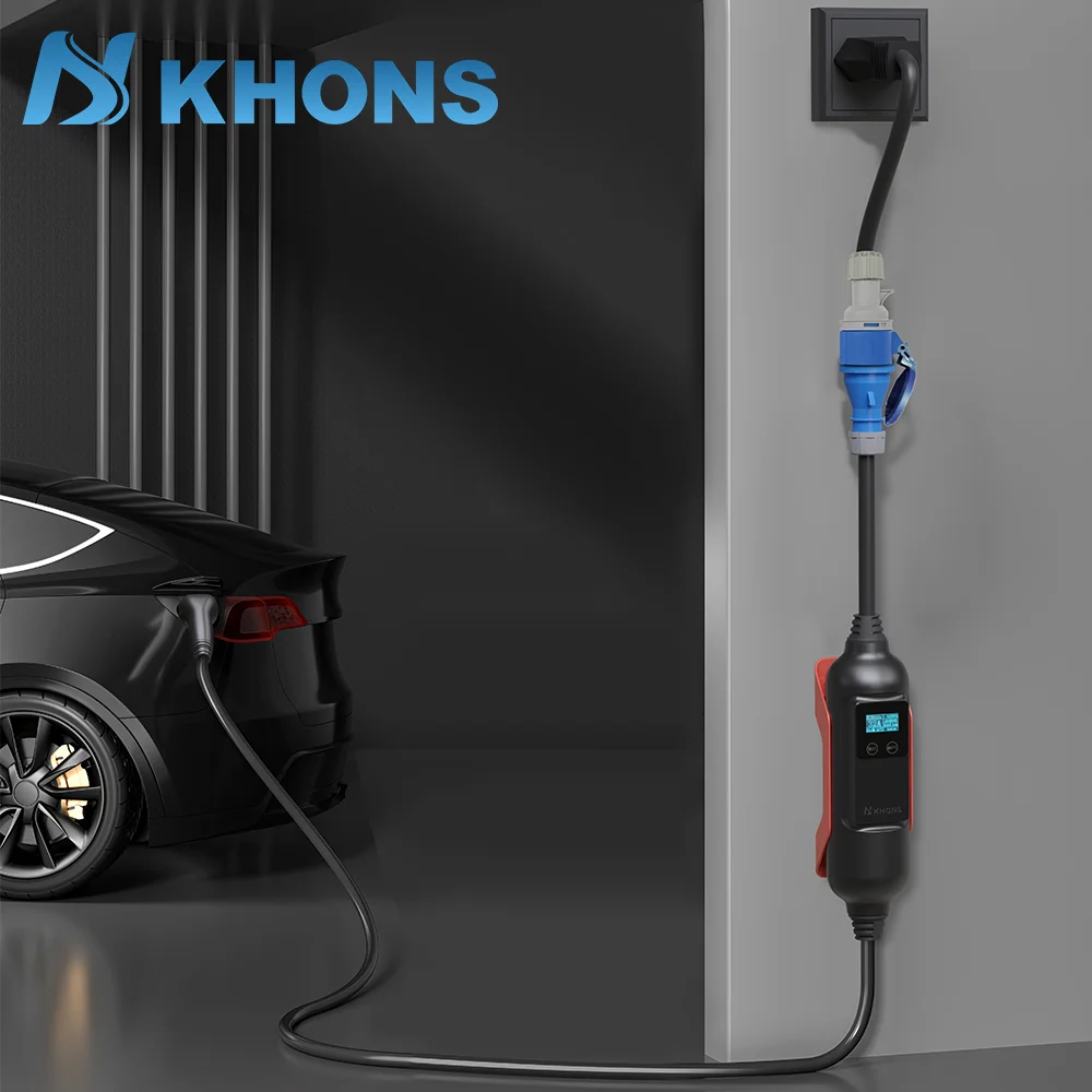 Khons ev ladegerät schuko stecker an cee rote buchse 32a 3-phasiger adapter blau cee 32a buchse 32a an schuko16a stecker – Detail 4