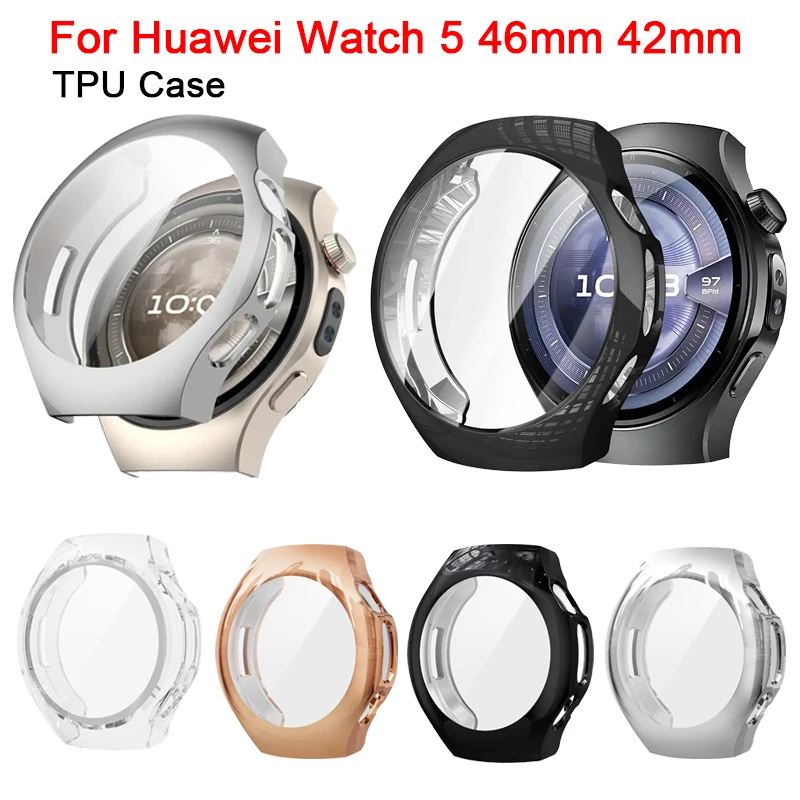 Premium TPU Protective Case Cover - All-Around Scratch-Resistant Shell for Huawei Watch 5 Accessories
