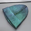 2025 Autumn Winter Metal Colour Coating Holographic Knitted Hat Men Women Harajuku Hip Hop Warm Skull Cap Beanie