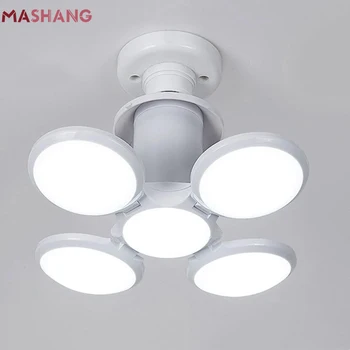 선풍기 모양의 E27 접이식 LED 전구 AC85-265V, 매우 밝은 천장 램프, 가정용 침대 옆 차고 휴대용 접이식 조명, 40W