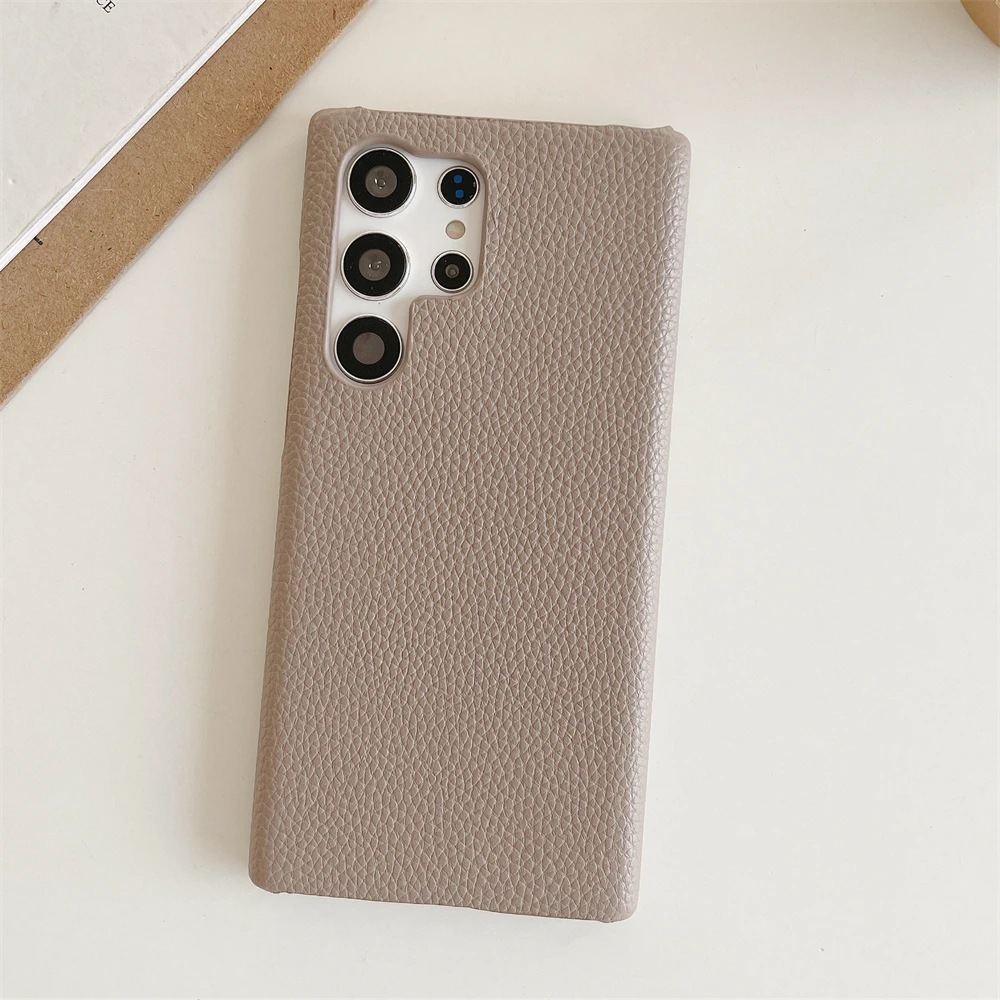 حافظة جلدية فاخرة غير لامعة من نسيج ليتشي لهاتف سا...