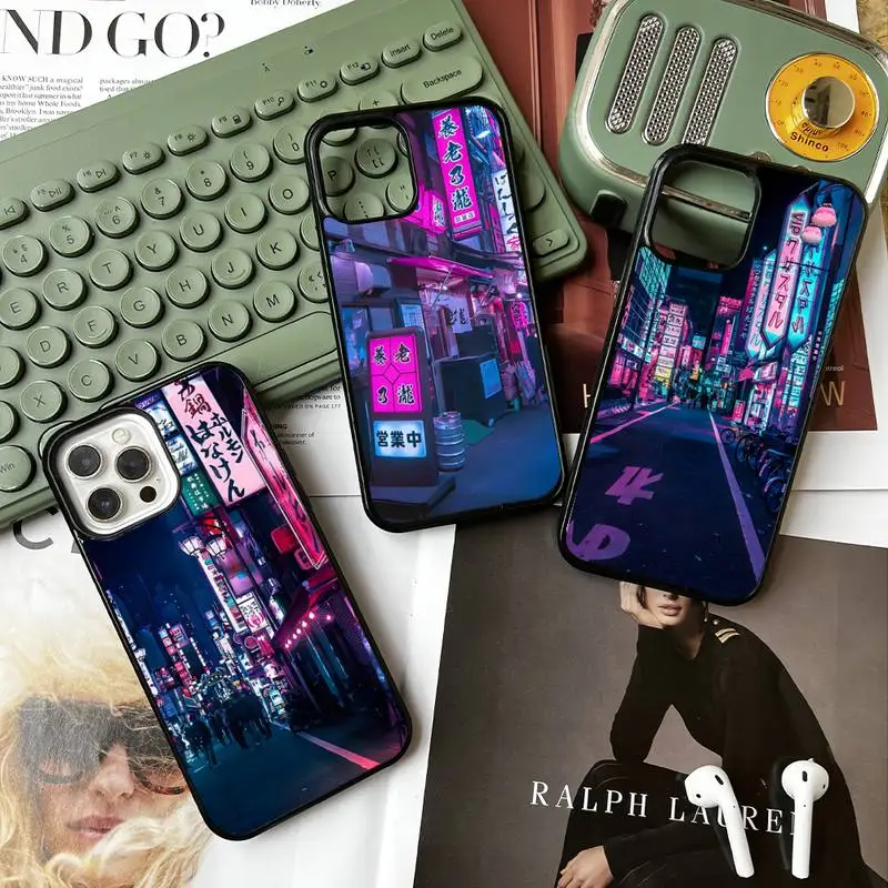 Tokyo Midnight Rain Pink Phone Case Pc + Tpu Per Iphone 11 14 12 13 Mini 6S 7 8 Plus X Xs Per Iphone Xr Pro Max Hard Fundas