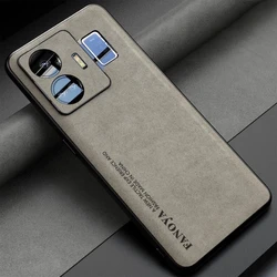 Luxury Leather Shockproof Bumper Phone Case with Camera Protection for Realme GT 5 Pro (GRAY)