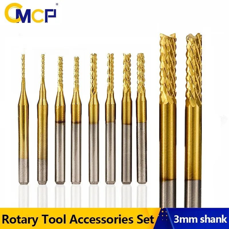 

CMCP 3.175mm Shank PCB End Mill CNC Machine Engraving Bit 0.6-3.175mm Carbide PCB Milling Cutter Set 10pcs