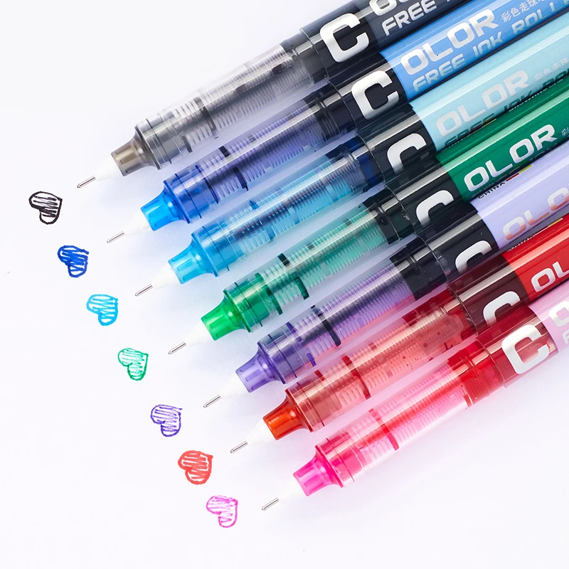 High Capacity Liquid Gel Pens - 7 Piece Set with 0.5mm Fine Tips for Smooth Writing and Note Taking