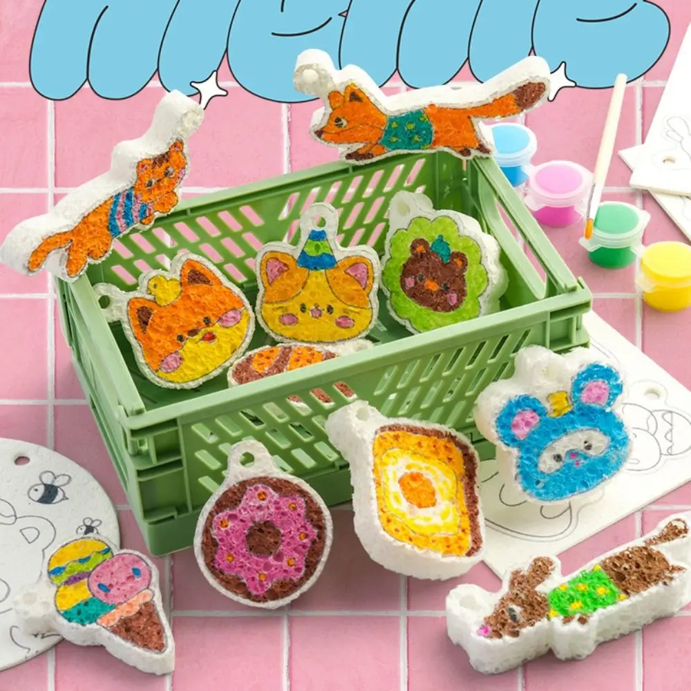 With Easel DIY Puffy Paint Kit Sponge Texture Puffy Effect Texture Painting Toy Colorful Pens Creative Design 3D Drawing Canvas