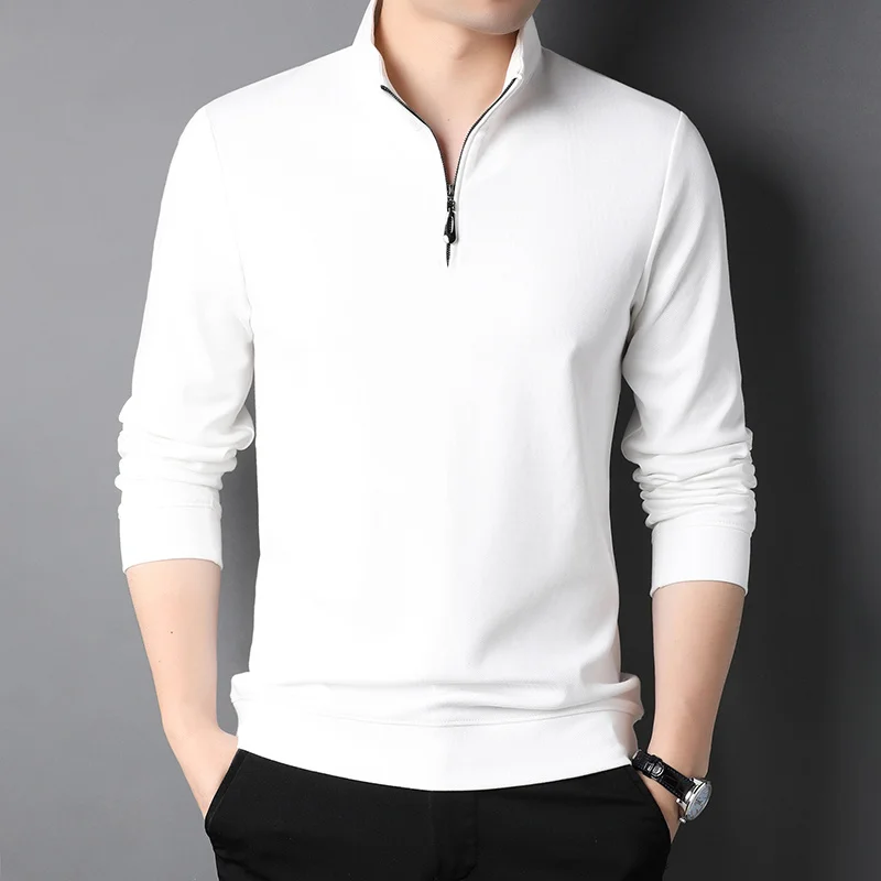 

long T-shirt sleeve slim half zipper casual sweater 2022 spring new bottoming men's sweater
