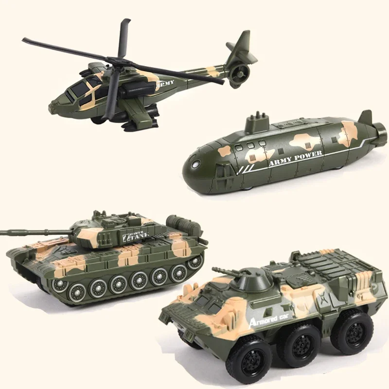 1:52 Scale Model Military Tank Helicopter Armored Vehicle Toys Simulation Submarine Transport Vehicle Alloy Toys for Kids Boys