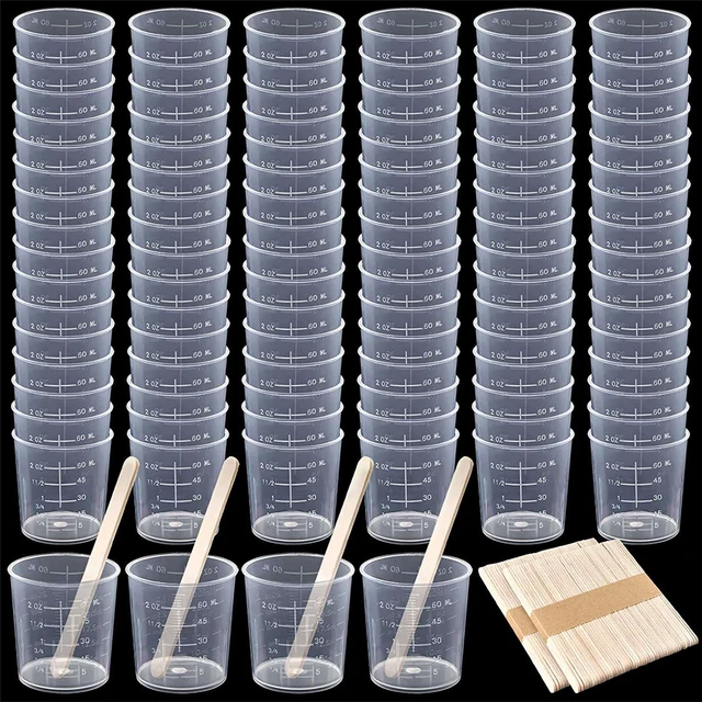 100 Pack 60Ml/2Oz Plastic Graduated Cups Transparent Scale Cups