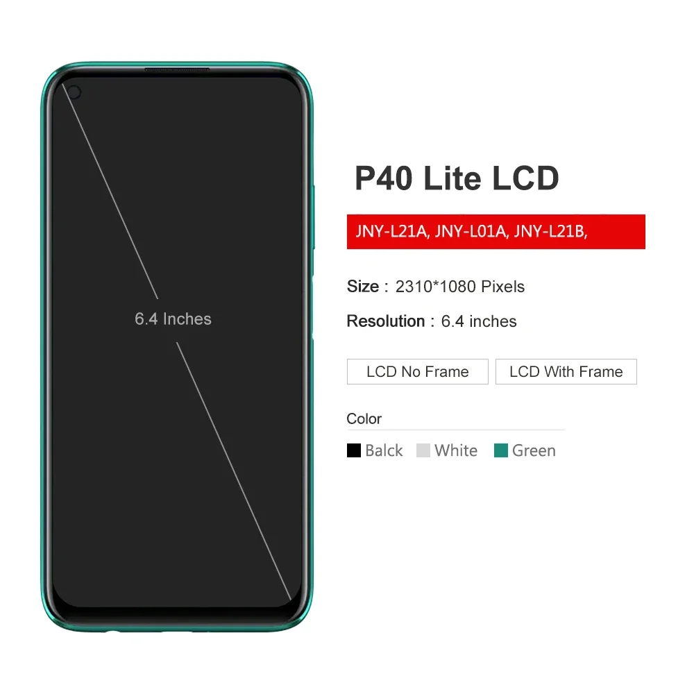 화웨이 P40 라이트 JNY-LX1 JNY-L21A LCD 디스플레이 터치 스크린 디지타이저, 화웨이 노바 6 SE LCD 교체용, 6.4 인치 LCD
