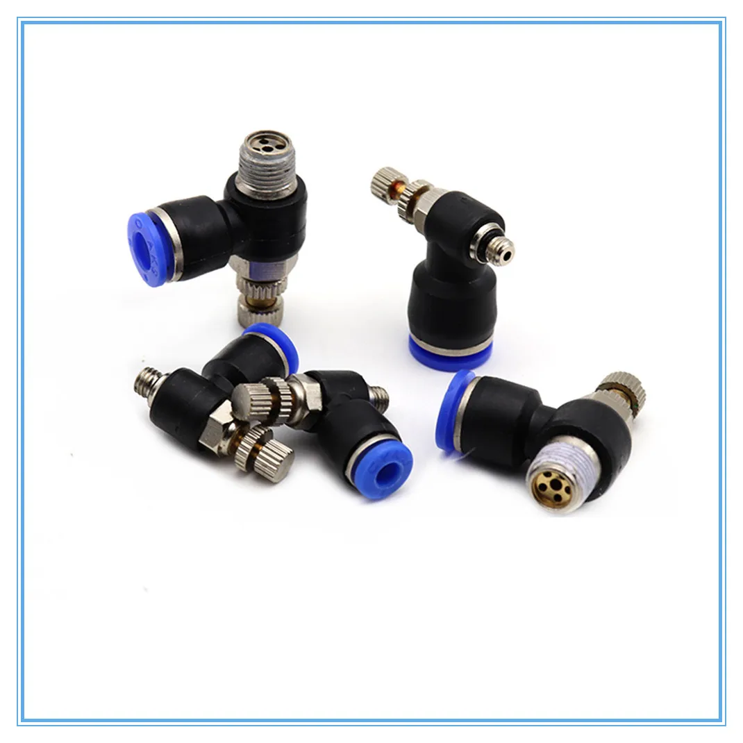 Description Picture 2 of itemSL Pneumatic Speed Flow Controller 1/4" 1/8" 3/8" 1/2" Male 8mm 6mm 10mm 12mm OD Hose Tube Gas Airflow Limit Valve Quick Fitting