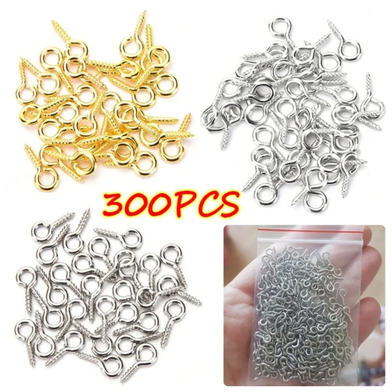 300pcs 작은 작은 미니 눈 핀 Eyepins 후크 Eyelets 나사 스레드 스테인레스 스틸 Clasps 후크 쥬얼리 결과 DIY 만들기위한