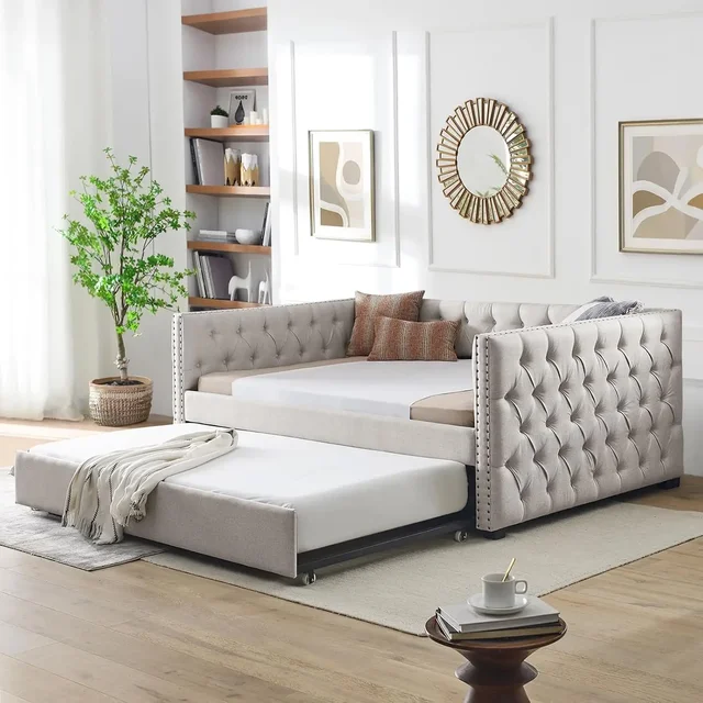 Full Size Upholstered Daybed with Trundle 2