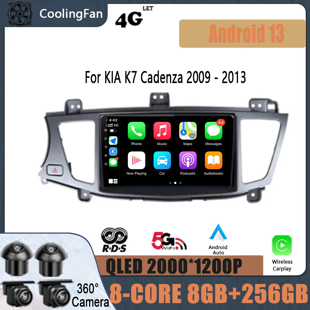 

Car Navigation Screen carplay ADAS DVR For KIA K7 Cadenza 2009 - 2013 Android Auto 5G WIFI