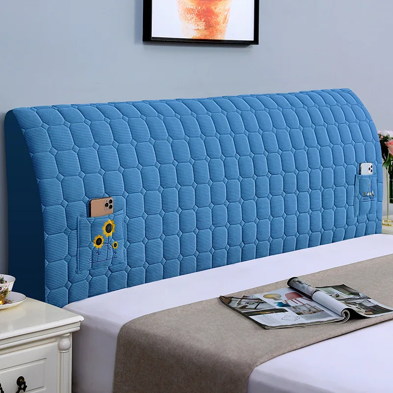 All-inclusive Super Soft Smooth Quilted Head Cover Thicken Velvet Headboard Cover Solid Color Bed Back Dust Protector