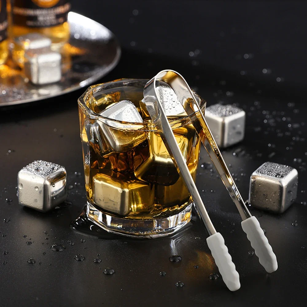 4/6/8 Pcs Reusable Ice Cubes Stainless Steel Chilling Stones for Whiskey Wine Keep Cold Longer Ice Cubes Wine Cooling Bar Tool
