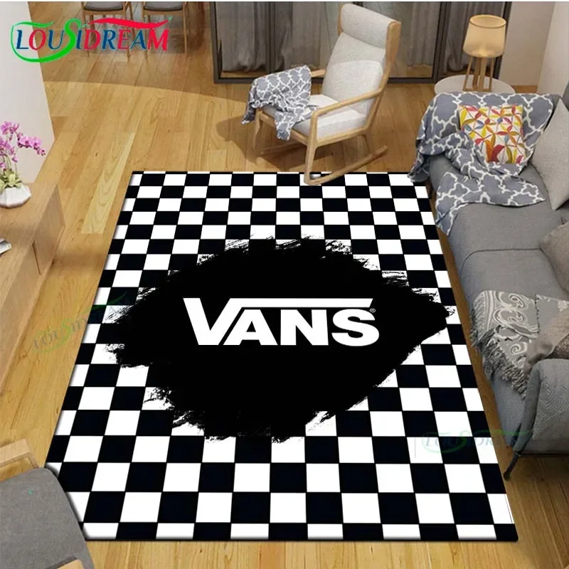 절묘한 스포츠 V-VANS 로고 프린트 카펫, 거실 미끄럼 방지 영역 러그, 어린이 침실 매트, 사진 소품 선물