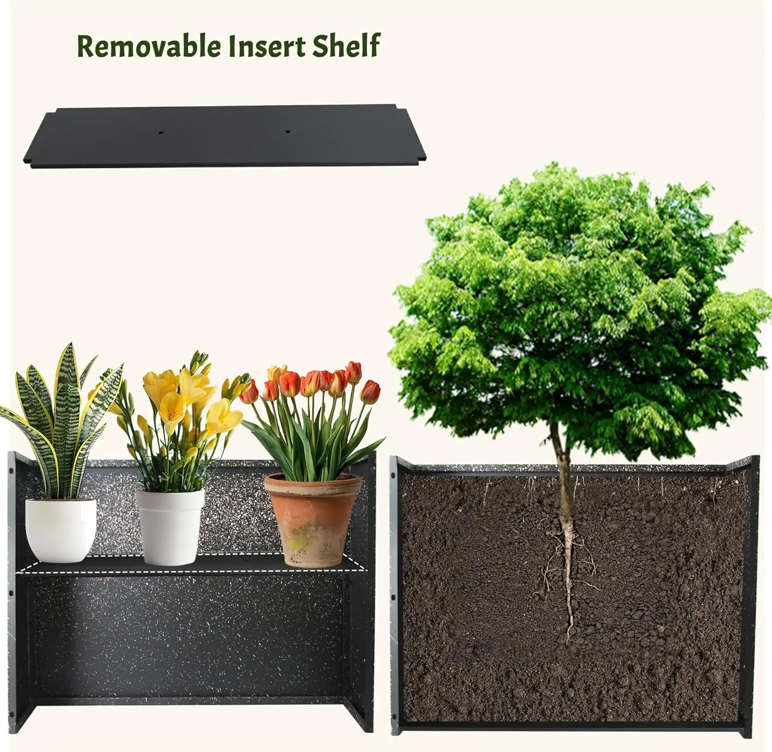 Metal Planter Box Rectangular Planter, 35.5" Lx 10" Wx 28" H Terrazzo Pink Large Planters with Drainage Holes