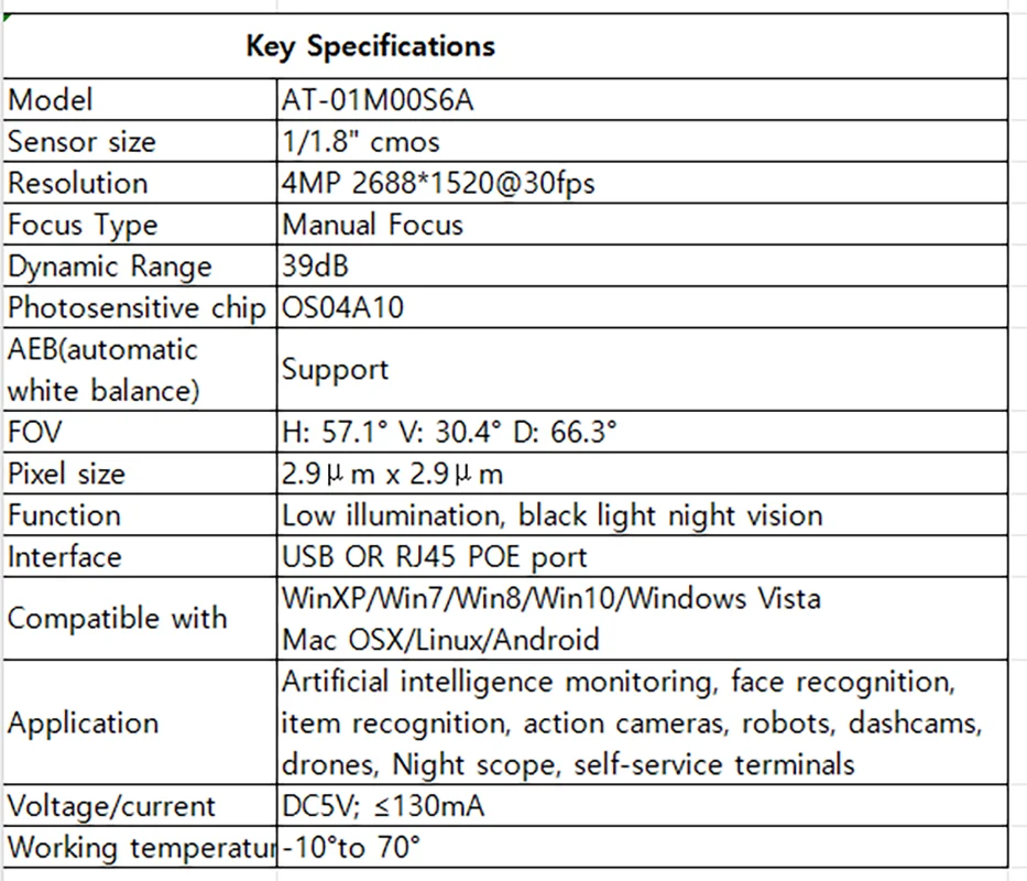 4MP OS04A10 Starlight IP-Kameramodul 2688×1520@30fps USB/RJ45/POE Low-Light-Full-Color-Nachtsicht-FPC für KI-Überwachung – Detail 2