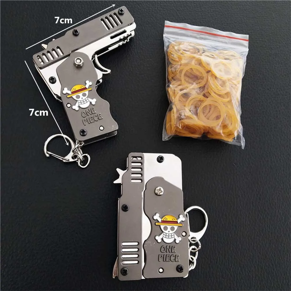 Keychain Rubber Band Toy Guns Folding Metal Gun Gifts Mini Pistol 6